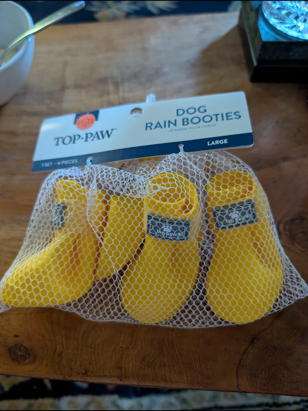 Top Paw Yellow Dog Rain Booties - Large (4 Pack)